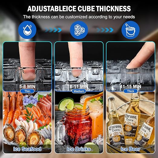 Commercial Ice Maker Machine 120 LBS/24H, 40 Ice Trays Freestanding & Undercounter Ice Machine Stainless Steel with 20 LBS Ice Storage Capacity, Ice Maker with Water Line and Filter, Dual Water Inlet