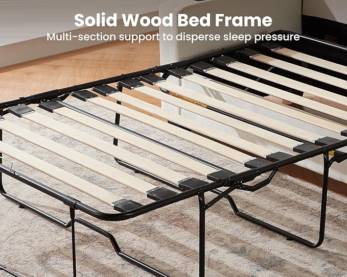 CHIC HOUSE Pull Out Sofa Bed, Full Size Sleeper Sofa, 2-in-1 Convertible Chenille Couch with USB Charging, Memory Form Corduroy Couch for Living Room, Apartment & Small Space (Beige, Chenille - Queen)