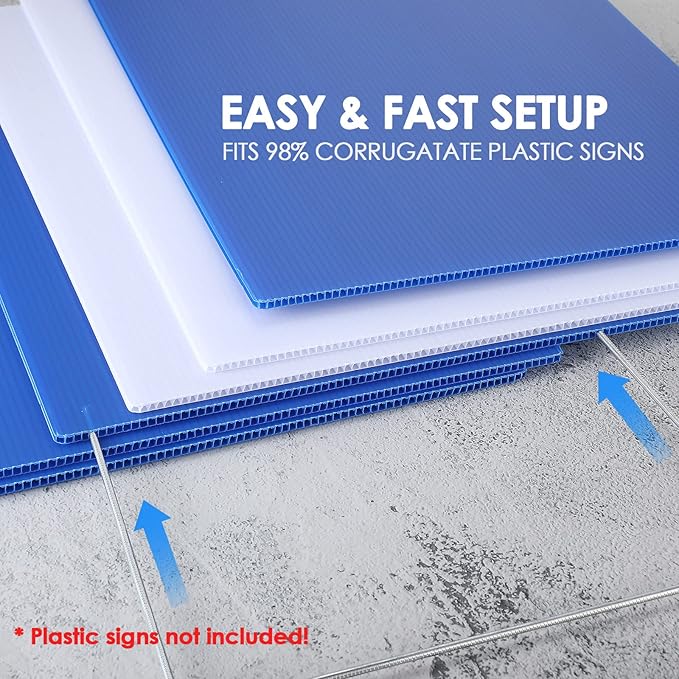 12 Pcs H Stakes for Yard Signs 30'' x 10'' Metal Heavy Duty H Frame Wire Stakes Weatherproof Metal Holder for 4mm 5mm Corrugated Signs Advertising Board Guidepost Yard Halloween Decor