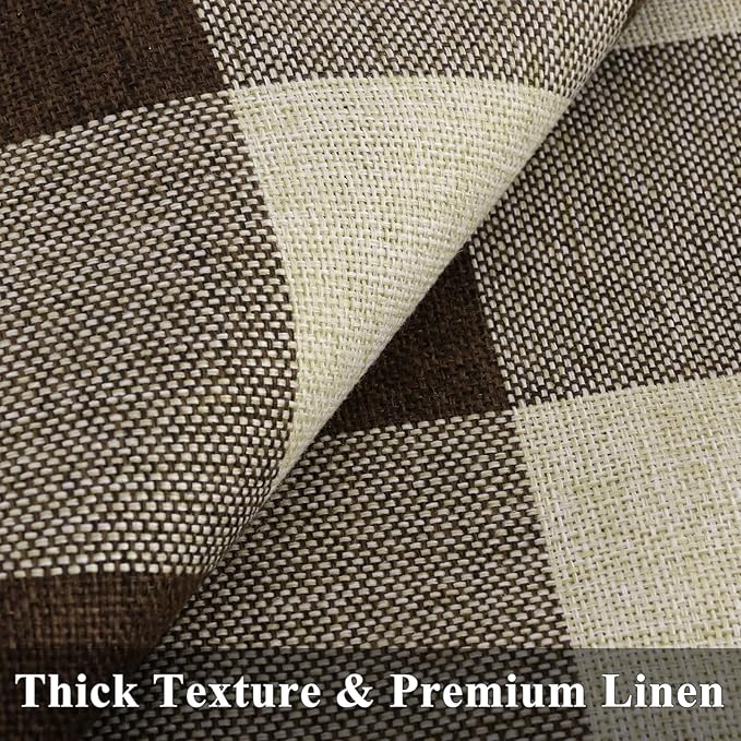 decorUhome Buffalo Plaid Check Throw Pillow Covers 16x16 Set of 2, Outdoor Decorative Farmhouse Neutral Pillow Covers with Stitched Edge for Bed Couch Sofa, Brown and Beige