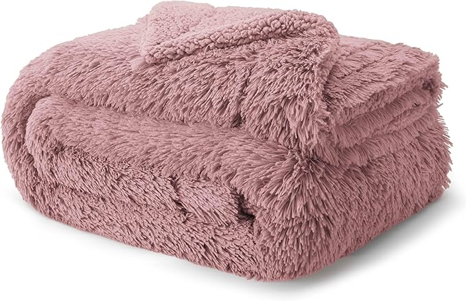 Bedsure GentleSoft Fluffy Dusty Pink King Size Blanket for Bed, Thick Soft Sherpa Faux Fur Fleece Bedding Fuzzy Plush Winter Warm Heavy Big Large King Blanket, Cozy Pink Gifts for Men Women, 108x90