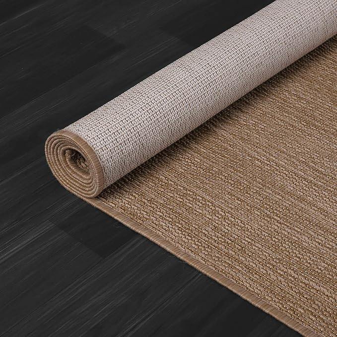CAMILSON Outdoor Rug 8x10 Modern Area Rugs for Indoor and Outdoor Patios and Porches - Waterproof, Washable, Non-Shedding, Easy-to-Clean Outside Carpet (8 x 10, Solid - Jute)