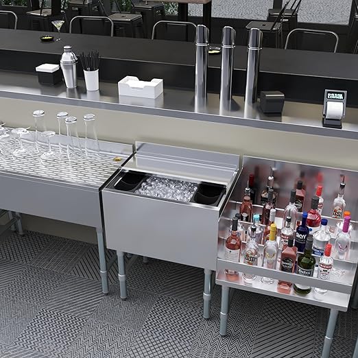 AmGood 18.5 in. x 24 in. Underbar Ice Bin with Sliding Lid | NSF | Stainless Steel Ice Chest with Sliding Lid