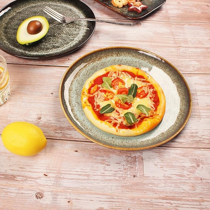 Ceramic Dinner Plates Dish Set,Set of 4,for Lunch snacks -Microwave Oven & Dishwasher Safe,Scratch Resistant,Dinnerware Kitchen Porcelain Serving Dishes 10 Inch Round