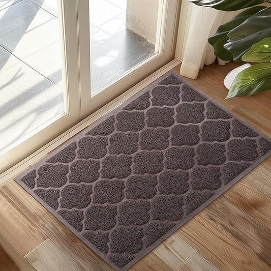 Door Mat Outdoor, 24x36, Welcome Mats for Entryway, Front Doormat for Home Entrance, Indoor Floor Mat, Durable, Non-Slip, Boot Scraper, Catches Muddy and Dirt(Brown)