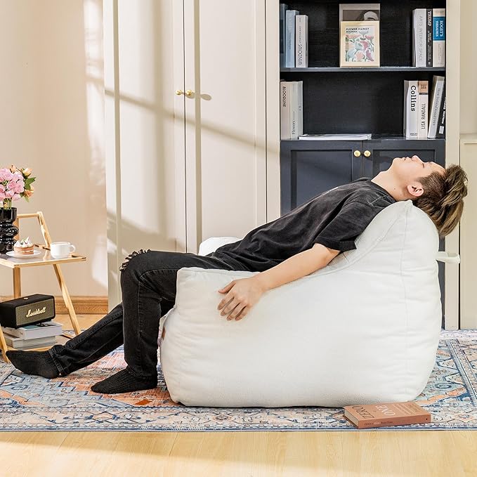 Bean Bag Chair with Filler, Bean Bag Sofa Chair with Tufted Soft Armrests Plush Lazy Sofa Comfy Chair,Large BeanBag Chair for Adults in Livingroom, Bedroom