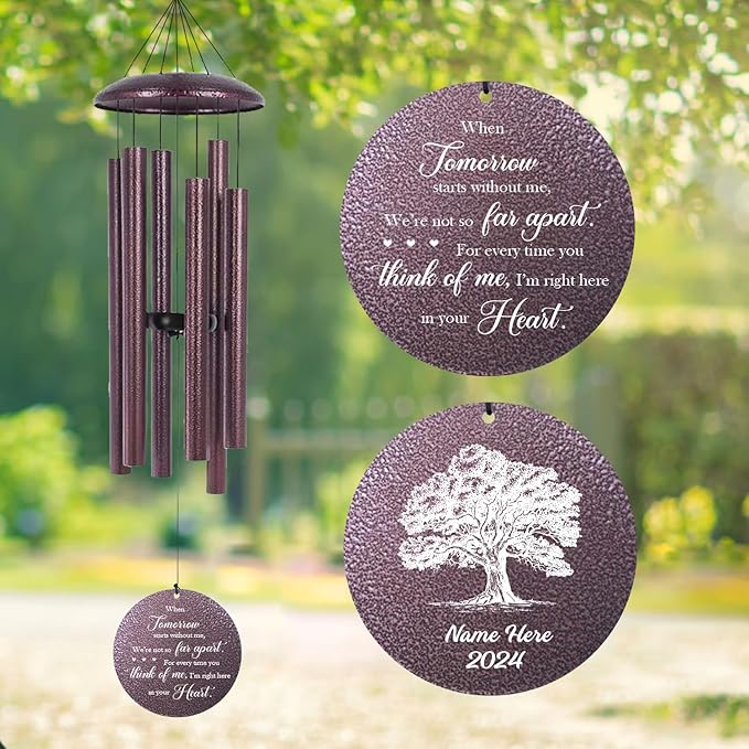 ASTARIN 36" Large Deep Tone Personalized Sympathy Wind Chimes, Memorial Wind Chime for Loss of Mother Father Loved One, Tree of Life Bereavement Gifts Decor Outdoor Patio Garden