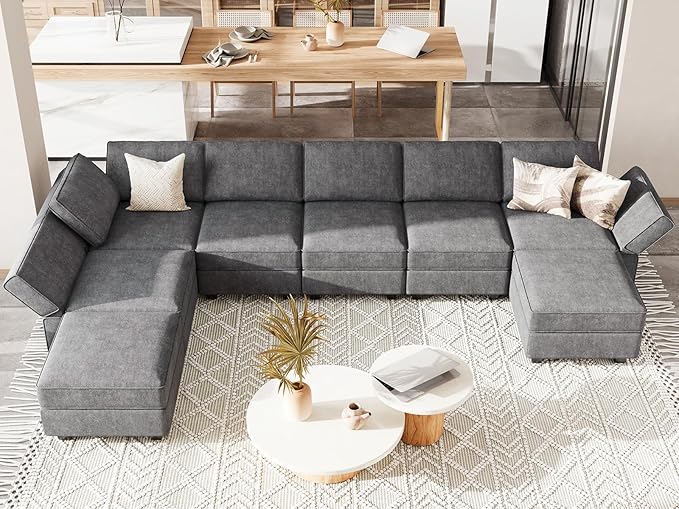 Belffin Modular Sectional Sleeper Sofa Bed Convertible Sectional Couches for Living Room. Dark Gery Couch