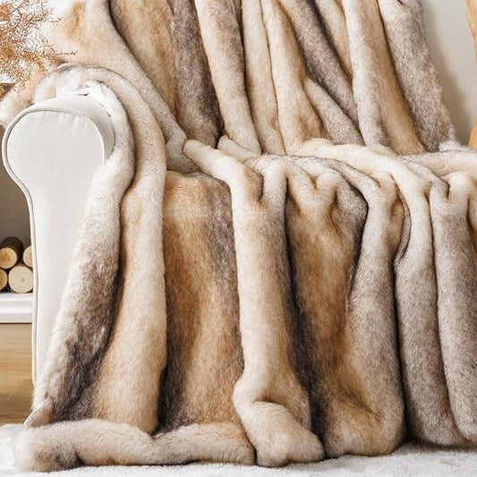 BATTILO HOME Luxury Mink Faux Fur Throw Blanket, Large Soft Cozy Warm Fur Blanket for Bed, Sofa, Couch, Chair, Thick Fur Throw and Blankets for Home Decor, 60"x80"