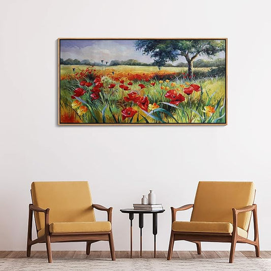 Green Tree Wall Art - Large Canvas for Living Room & Bedroom - Framed 24x48