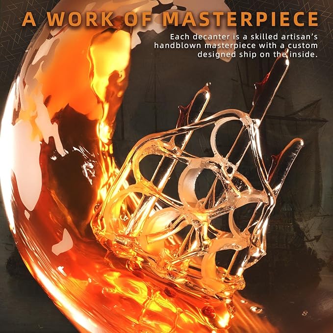 Gifts for Men Dad Husband from Wife Daughter Son, Unique Christmas Anniversary Birthday Gifts for Him, Whiskey Decanter Globe Set with 2 Glasses, Bourbon Scotch Liquor Cool Stocking Stuffers Presents