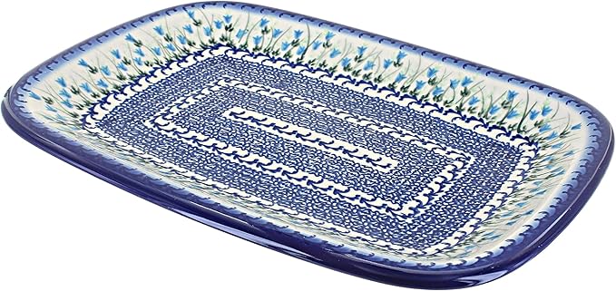 Blue Rose Polish Pottery Misty Large Rectangular Serving Platter