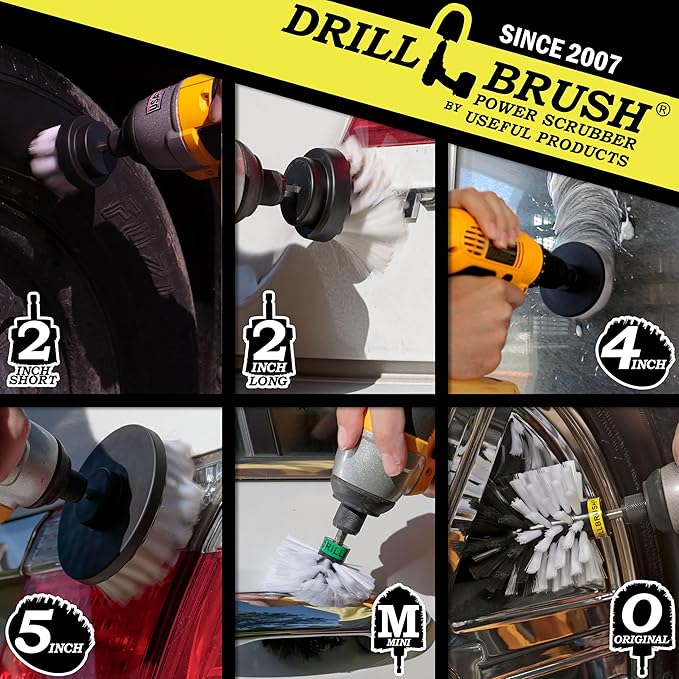 Drill Brush – Ultimate Car Wash Kit - Cleaning Supplies – Car Carpet - Truck Accessories - Wheel Brush - Motorcycle Accessories - Car Mats - Spin Brush - Interior Leather, Vinyl, Upholstery, Fabric
