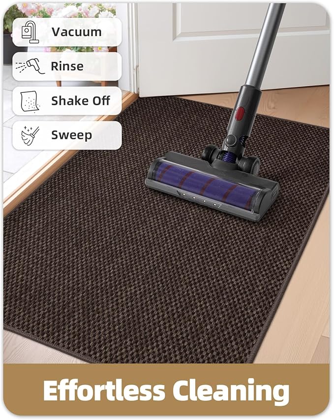 Color&Geometry Front Door Mat Indoor 21"x31", Rugs for Entryway Non Slip Washable Absorbent Low-Profile Inside, Entry Rug Door Mat Indoor Entrance, Brown (Fold)