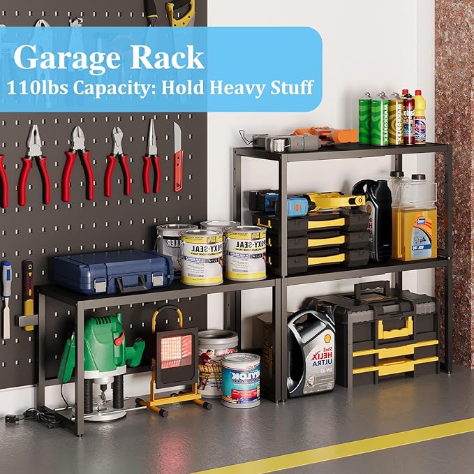 Expandable Metal Storage Shelves,110LBS Heavy Duty Shelving Units and Storage For Small Appliance, Adjustable Metal Storage Shelf Rack For kitchen Cabinet Closet Pantry Warehouse Garage,Patent Pending