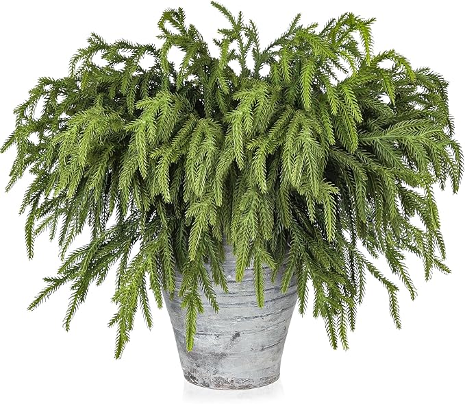 Artgar 100 Pcs Pine Branches - 18 Inch Artificial Green Pine Stem - Real Touch Christmas Greenery Pines Branches for DIY Flower Arrangement Home Indoor Christmas Decor