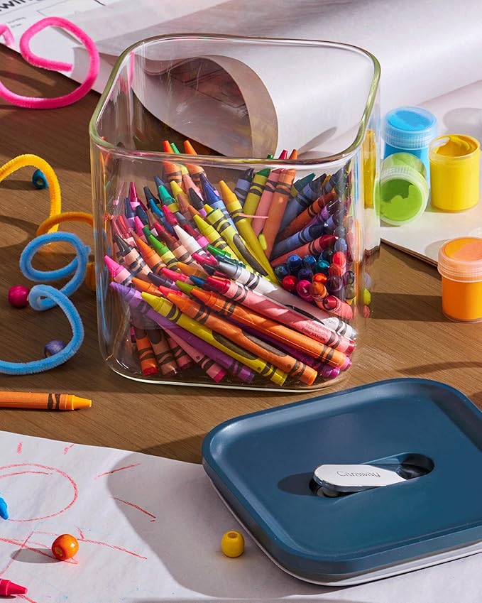 Caraway 2.5qt Glass Airtight Food Storage Container with Lid – Non-Toxic, BPA-Free Kitchen Storage Container – Stackable, Space-Saving Airtight Container for Dry Goods and More - Sage