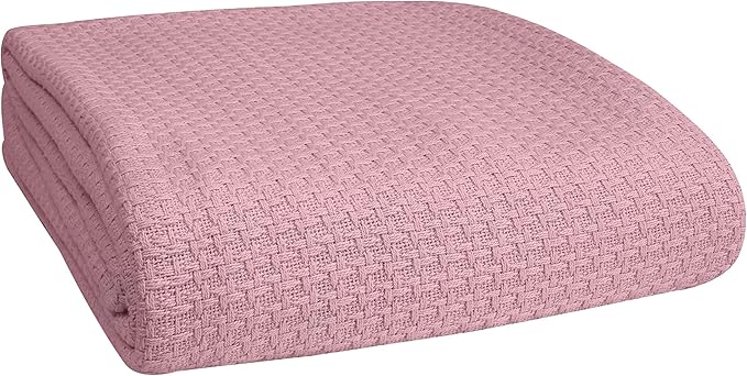 BELIZZI HOME 100% Cotton Bed Blanket, Breathable Bed Blanket Twin Size, Cotton Thermal Blankets Twin, Perfect for Layering Any Bed for All Season, Purple