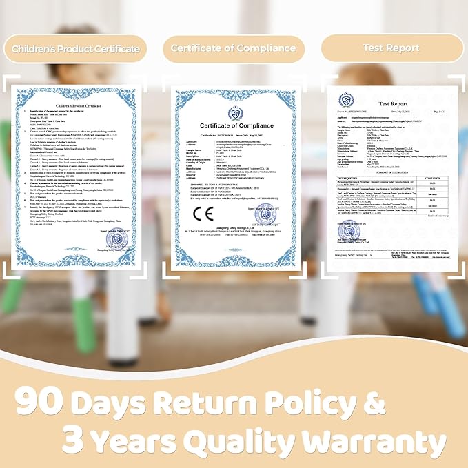 FUNLIO Kids Table and 4 Chairs Set for Ages 3-8, Height Adjustable Toddler Table and Chair Set, Easy to Wipe Arts & Crafts Table, for Classrooms/Daycares/Homes, CPC & CE Approved(5 pcs Set)-Multicolor