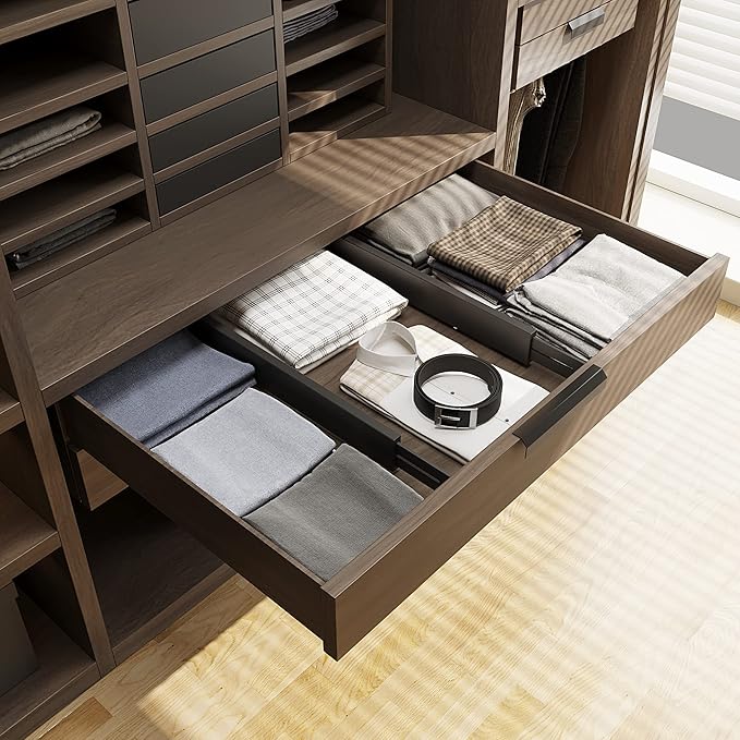 BAMEOS Drawer Dividers Bamboo Separators Organization Expandable Organizers for Kitchen Bedroom Bathroom Dresser Office 4-pack