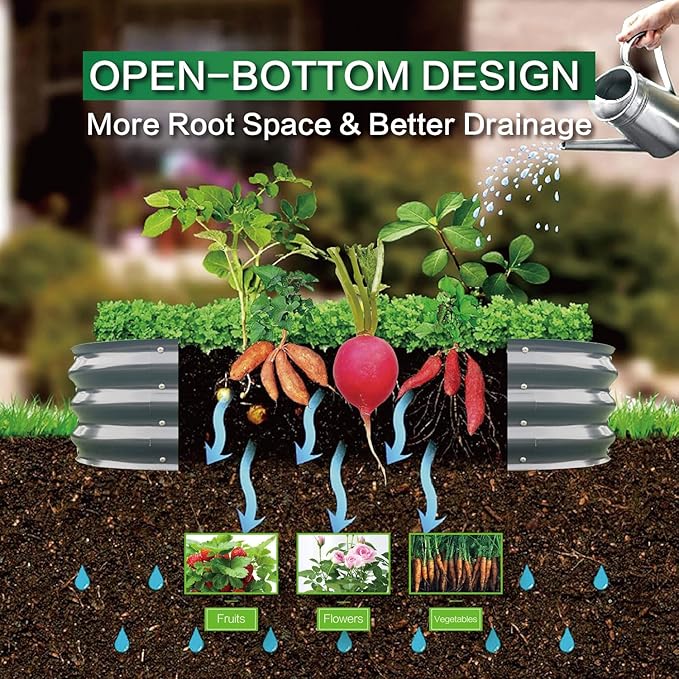 Gardmax Galvanized Raised Garden Bed, Lightweight Planter Boxes Outdoor with Easy Assembly, Large Garden Bed for Vegetables, Fruits, Flower Dark Grey
