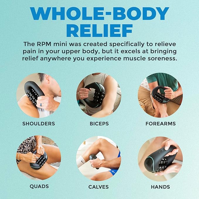 Chirp RPM Mini - Rolling Percussive Massager, Percussive Therapy, Whole Body Relief, Deep Tissue and Muscle Recovery, Percussion Massage, Rechargeable, Hands-Free Base, Powerful, 3-Speed Spin