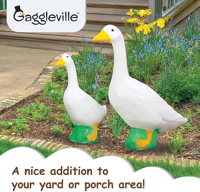 Fox Valley Traders Gaggleville Porch Goose Large White Goose Statue – Charming 23" Outdoor Decorative Figurine for Garden, Patio, or Entryway Accent
