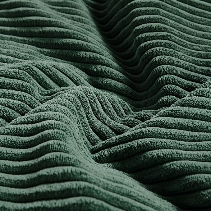 Fancy Homi Set of 2 Dark Green Long Lumbar Decorative Throw Pillow Covers 16x24 Inch for Living Room Couch Bed, Boho Farmhouse Forest Green Home Decor, Soft Corduroy Corss Textured Cushion Case