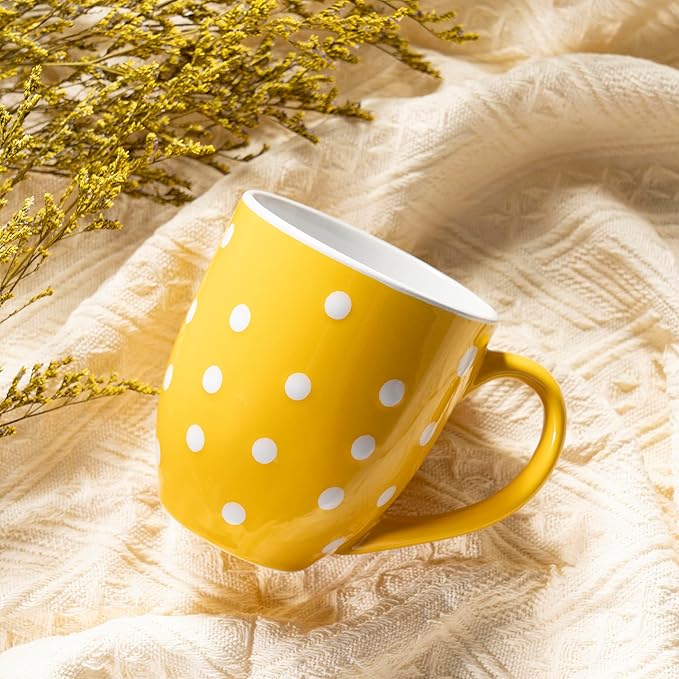 bestone Coffee Mugs Set of 6，17 oz Large Coffee Mugs, Ceramic Mugs with Handles,etc Coffee Mugs, Cups for Coffee Cereal Latte ，Microwave & Dishwasher safe，Vibrant Colors