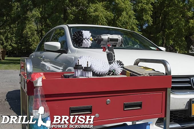 Drill Brush – Ultimate Car Wash Kit - Cleaning Supplies – Car Carpet - Truck Accessories - Wheel Brush - Motorcycle Accessories - Car Mats - Spin Brush - Interior Leather, Vinyl, Upholstery, Fabric