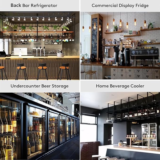 BODEGACOOLER Back Bar Cooler With 3 Glass Doors,11.4 Cu.Ft Commercial Back Bar Fridge with LED Lighting,Counter Height Bar Outdoor Beverage Cooler for Beer,Soda Drinks,Wine