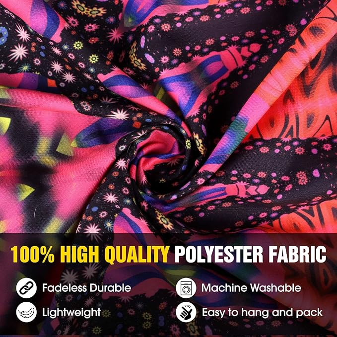 ADDWel Blacklight Mandala Boho Tapestry Glow In The Dark, Black Light Bohemian Hippie Poster Wall Hanging for Bedroom Aesthetic Wall and Room Decor (60" x 80", Mandala)