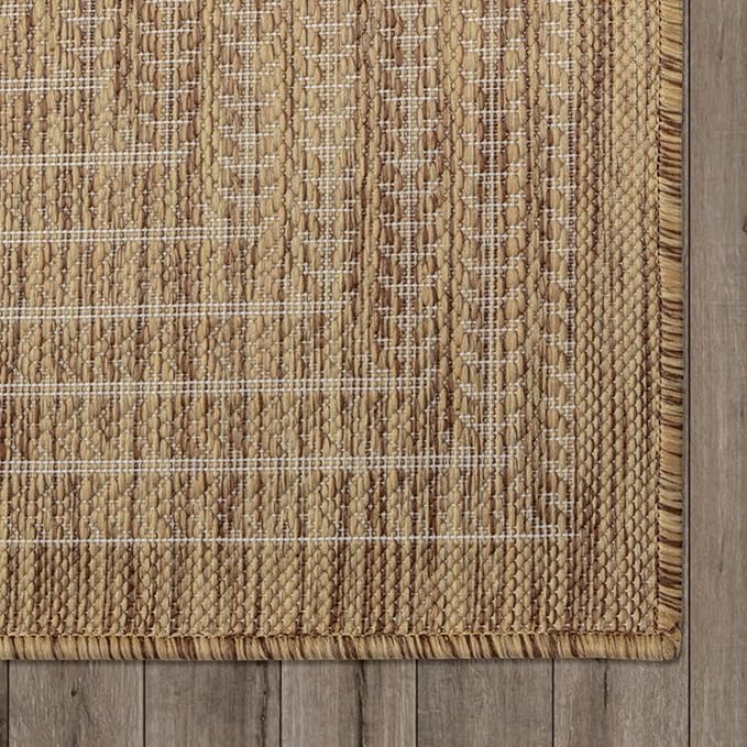 Adiva Rugs Outdoor Indoor Area Rug, Weather Resistant, Easy to Clean, Stain Resistant Floor Mat for Dining Room, Backyard, Deck, Patio (Wooden, 8' x 10')