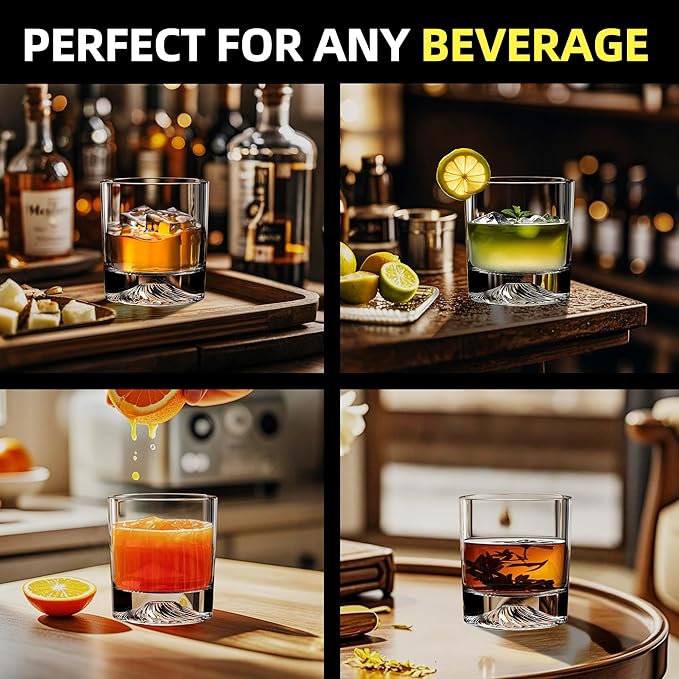 Crystal Whiskey Glasses Set of 2 – 10oz Old Fashioned Rocks Glass for Scotch, Bourbon, Rum & Cocktail – Premium Gift for Men, Dad, or Husband