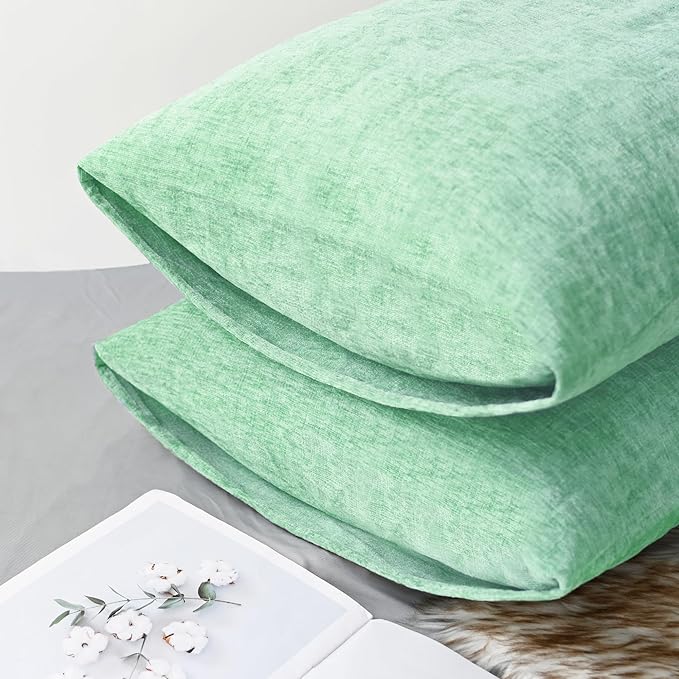 CaliTime Throw Pillow Covers Decorative 20 X 26 Inches Pack of 2 Cozy Chenille Standard Pillow Shams Cases for Couch Sofa Bed Living Room Home Grey Green