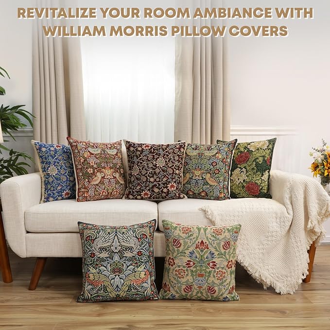 Charlotte Home Furnishings Throw Pillow Covers 16x16 in, Single Stem Decorative Couch Pillow Cover, Boho Decor European Tapestry Cushion Cases, Living Room Cozy Home Decor, Jacquard Woven Soft Cotton