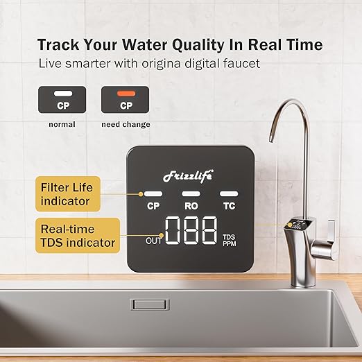 Frizzlife 1200GPD Reverse Osmosis Water Filter, 11-Stage Tankless Reverse Osmosis System, Under Sink RO Water Filtration System, 3:1 Pure to Drain, Smart Faucet, Reduce PFAS TDS, BPA Free, PD1200