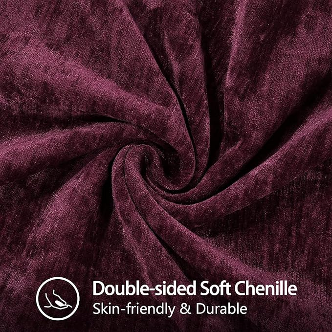 decorUhome Chenille Soft Throw Pillow Covers 18x18 Set of 2, Farmhouse Velvet Neutral Decorative Euro Pillow Covers with Stitched Edge for Couch Sofa Bed Home Decor, Rhododendron