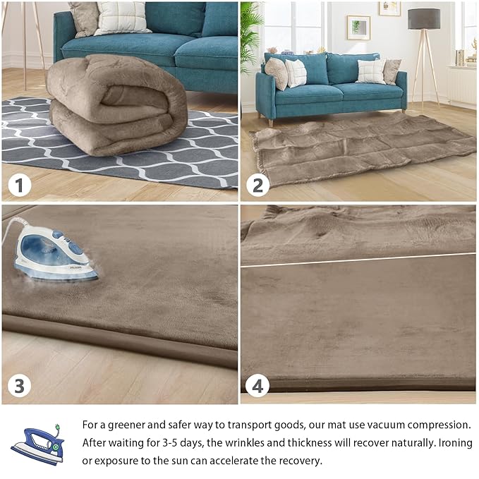 Baby Play Mat for Floor Tummy Time Nursery Rug Muscle Area Rug Playroom Rug Tatami 50 * 50" Memory Foam 1.3" Thick Crawling Mat For Babies,Toddlers, Infants, Kids,Floor Mat(Brown)