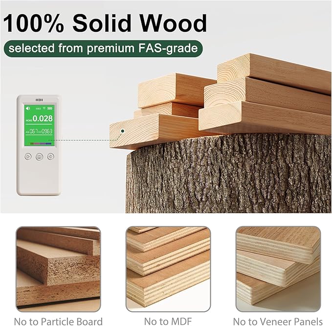 Bedside Table - 100% Solid Oak Wood Nightstand - Small Nightstand with Open Design - Small Side End Table for Bedroom Living Room, Easy Assembly (Natural Color)