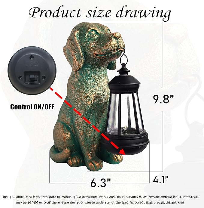 Dog Garden Statue Outdoor Décor with Solar Lights Lantern,Dog Solar Light Figurines Outside Decorations for Yard，Lawn ,Patio, Balcony, Unique Housewarming Gifts