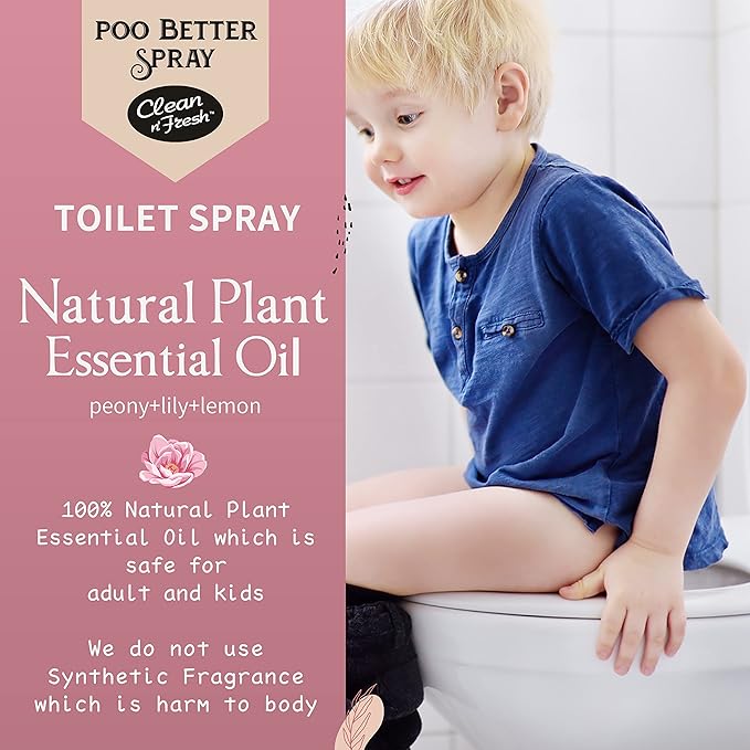 Clean-n-Fresh Toilet Spray, Wild Peony Scent, Bathroom Odor Eliminator & Air Freshener For Room, Trash Cans, Shoes, Fabrics, 3.4 Fl Oz(2 Pack)