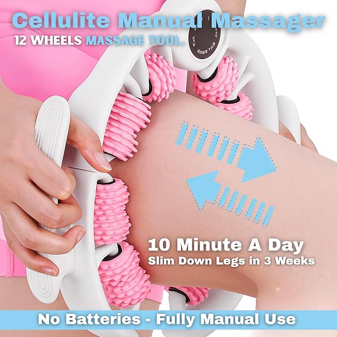 Anti Cellulite Roller - Lymphatic Drainage Massager, Cellulite Massage Tool, Fascia Blaster for Contoured, Tool for Sore Arms, Legs, Stomach & Buttocks