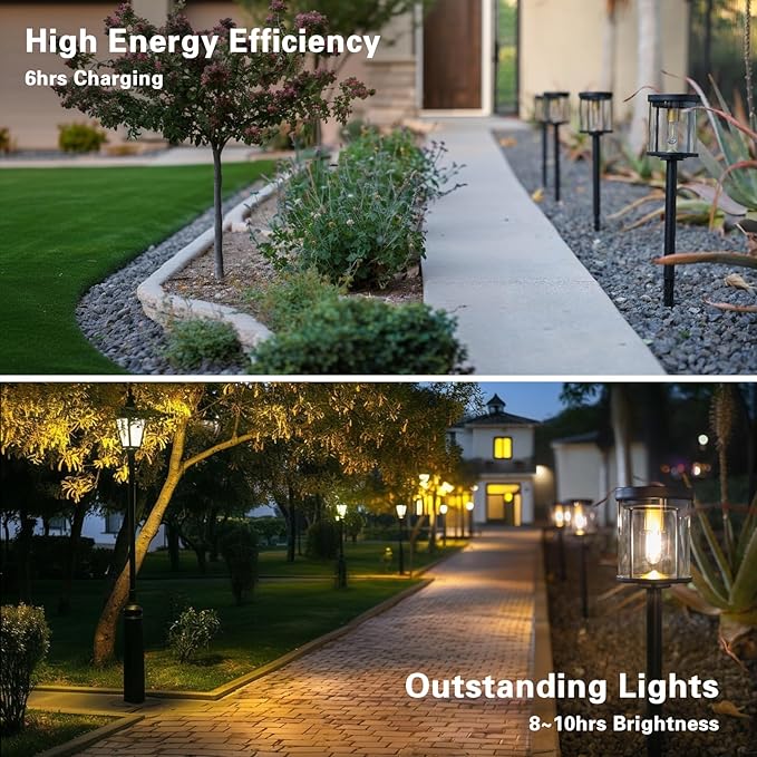 EcoGreen Outdoor Pathway Solar Light, 4pcs Pack,Garden Patio Balcony Walk Way Lights, Aluminum Leg, 5000K Daylight, Waterproof, 4.76 * 23.07in