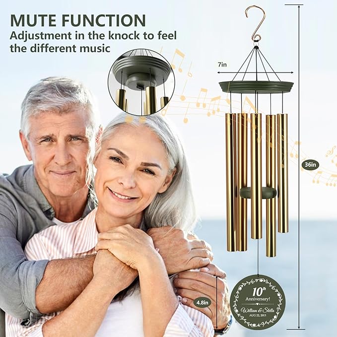 ASTARIN Tree of Life Wind Chimes, Personalized Wind Chimes for 50th Anniversary for Parents Couple, Romantic Idea for Mom Dad Keepsake Gifts