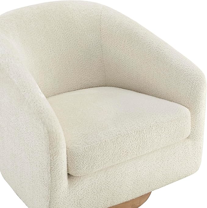 CHITA Swivel Accent Chair Set of 2, FSC Certified Upholstered Fabric Barrel Chair for Living Room, Fully Assembled, Cream