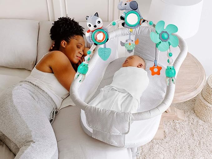 Baby Stroller Arch Mobile, Adjustable Musical Arch Toys Mobile for Crib with Universal Clamps, Versatile Activity Toy Bar for Bouncer Infant Car Seat Toys 0 6 Months Mobile for Bassinet Swing - Gray