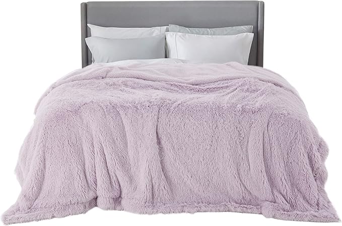 Bedsure GentleSoft Fluffy Lavender Purple Blankets Queen Size for Bed, Thick Sherpa Faux Fur Fleece Fuzzy Plush Winter Warm Soft Queen Blankets, Bedroom Purple Decor Cozy Gifts for Women Men, 90x90