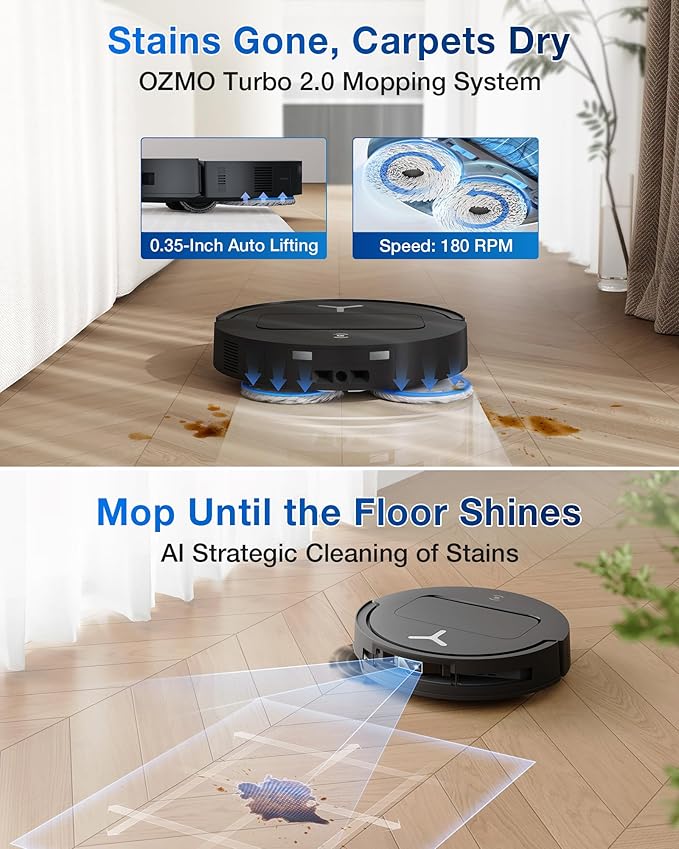 ECOVACS DEEBOT T50 Omni Robot Vacuum and Mop, 3.19” Ultra-Slim, 15,000Pa Suction, ZeroTangle 2.0, TruEdge Edge Cleaning, AIVI 3D Obstacle Avoidance, Auto Mop Wash & Dry, Self-Emptying