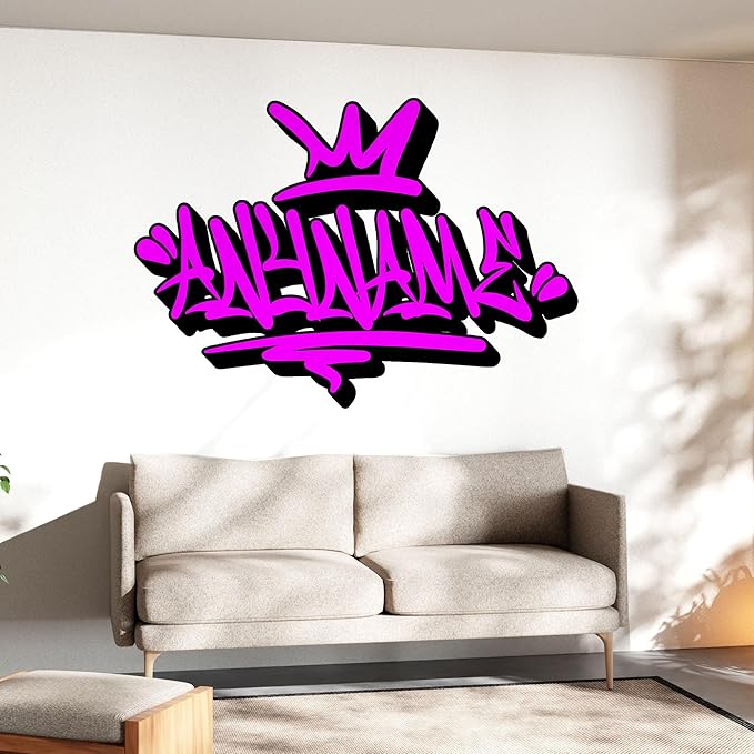 Custom Graffiti Name Wall Decal Personalized Graffiti Name Decal Graphics Large Vinyl Wall Decals for Home & Room Décor, Peel & Stick Wall Art for Kids & Teens Bedroom, Car, Vehicles